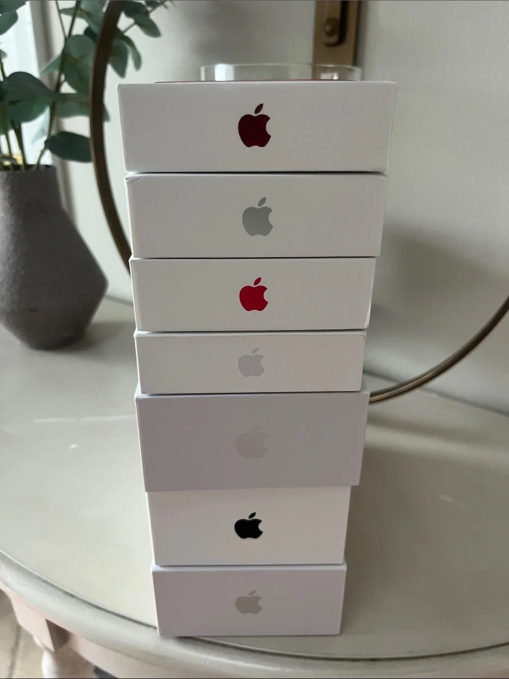 7 empty iPhone boxes